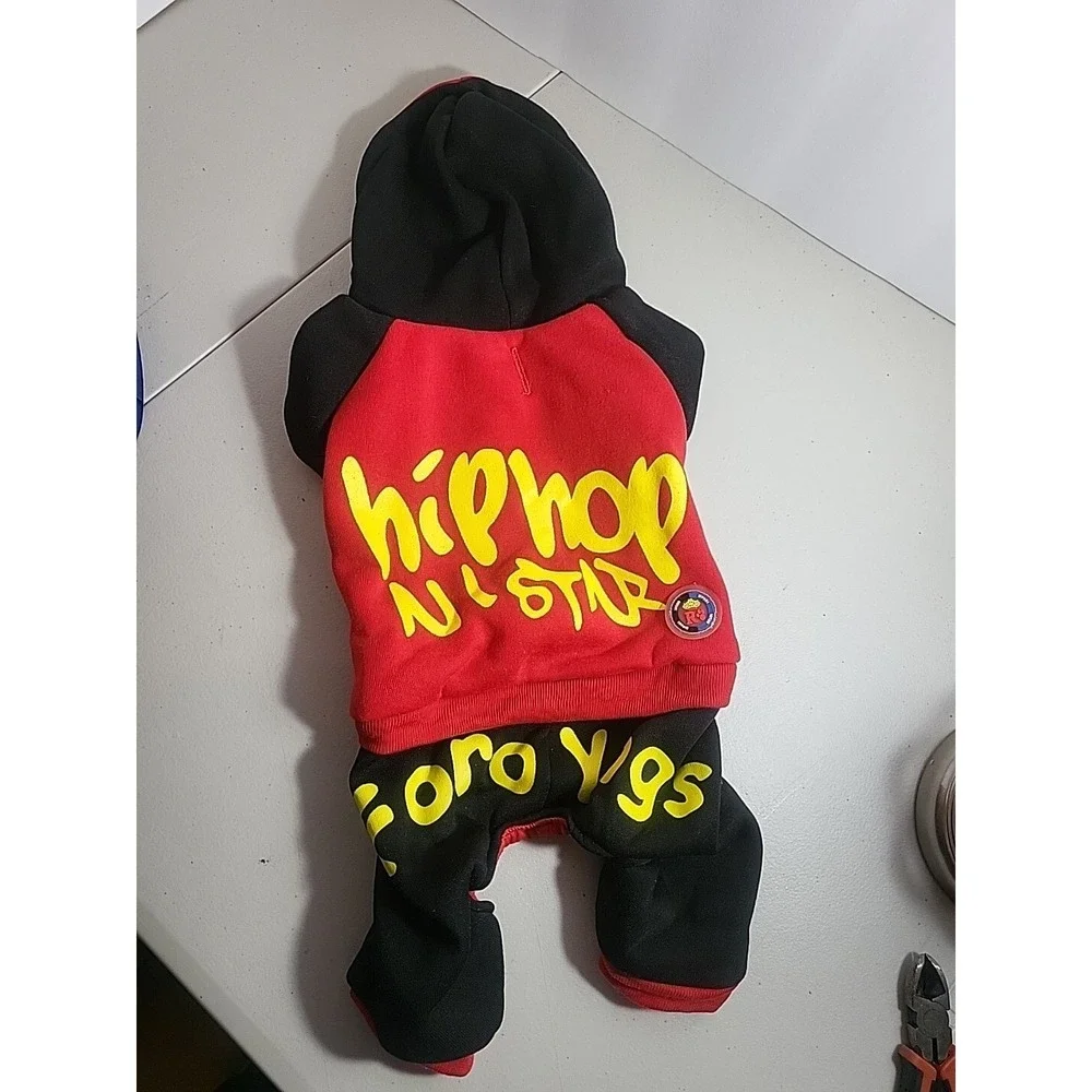 Royal Wise Dog Hoodie Red Black Yellow All Star Hip Hop Size Medium NIB